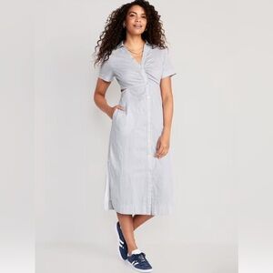 Old Navy Striped A Frame Long Dress - White and Gray